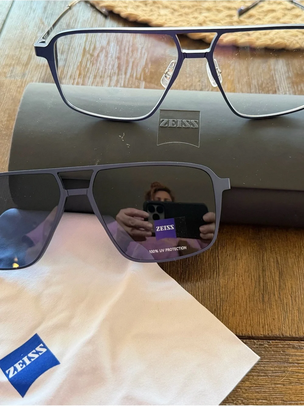 ZEISS Black Aviator Sunglasses with Removable Lens